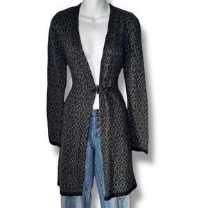Peck & Peck Animal Print Cardigan Women Medium Long Open Front Lightweight Cozy